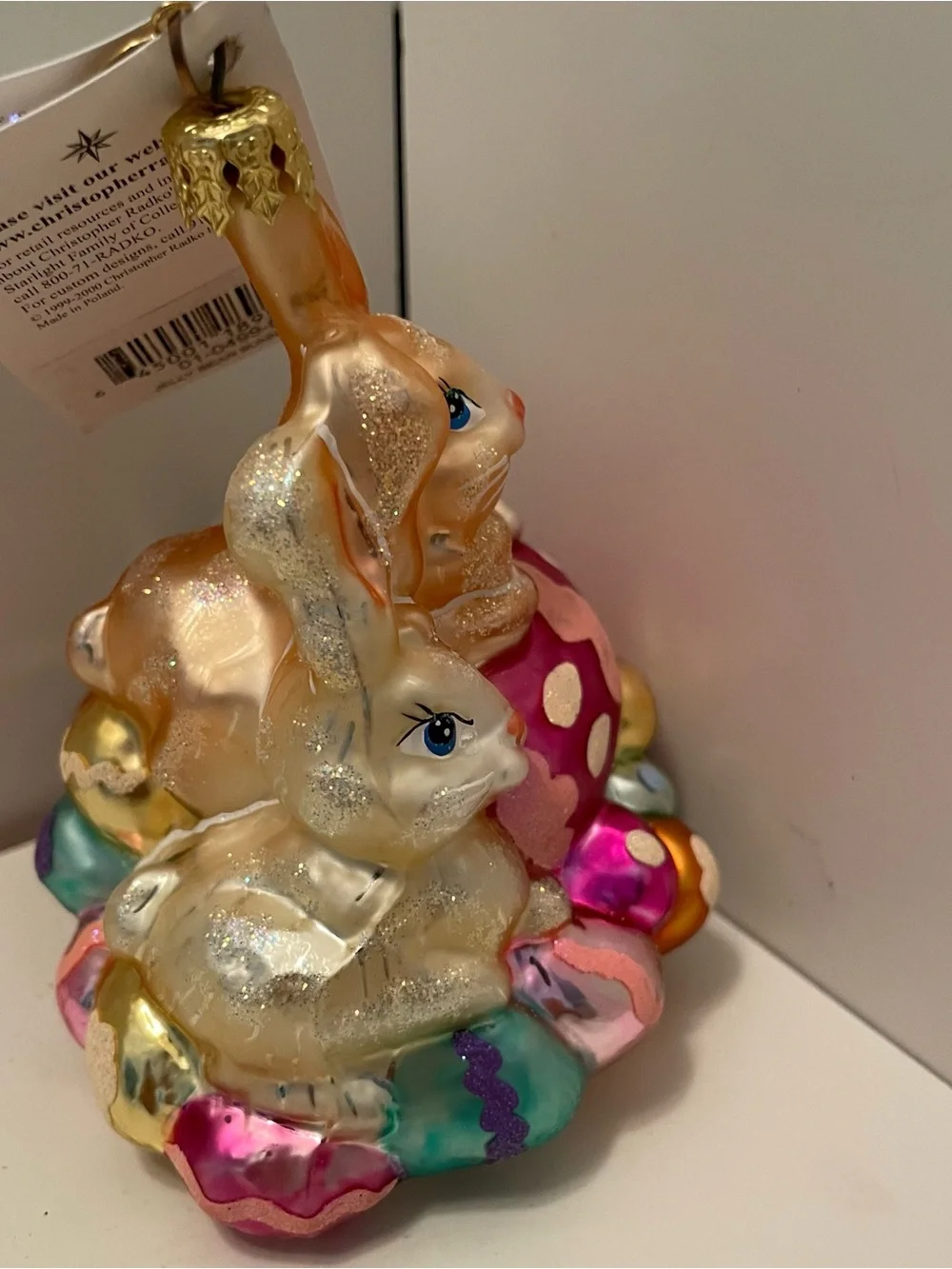 Christopher Radko Easter Ornament Jelly Bean Bunnies Rare Poland